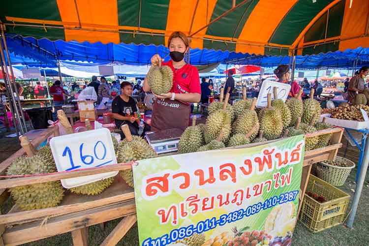 Durian-festival i Khun Han. Prisen har doblet seg på fem år, grunnet dyktig markedsføring.