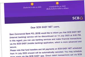 Siam Commercial Bank legger ned nettbanken
