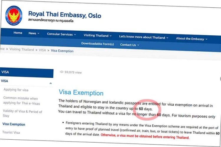 Thaiambassaden i Oslo: Du kan nå få 60 dagers opphold i Thailand uten visum
